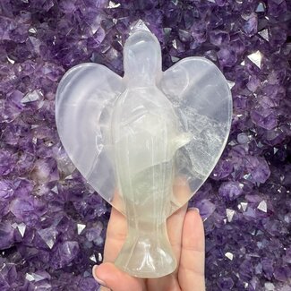 Lavender (Yttrium) Rainbow Fluorite Angels - 5" Carving Figurine