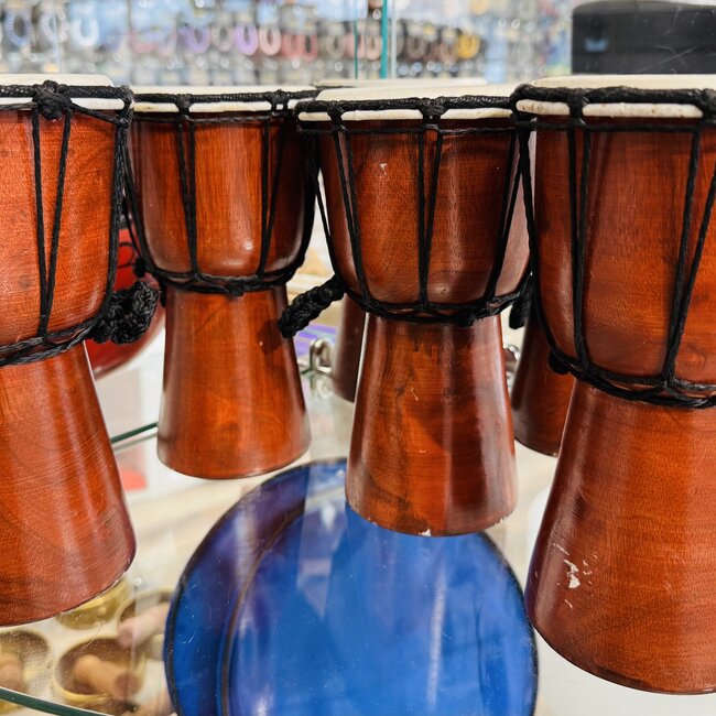 Brown Jimbe Djembe Drum - 4" Diameter 8" Height