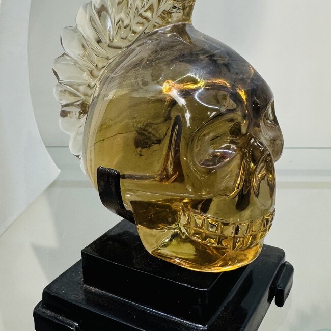 Spinning Smoky (Smokey) Citrine Mohawk Skull on Stand 4”x5.5" Specimen