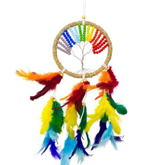 Dreamcatcher Dream Catcher - Twine Wrapped Beaded Chakra Tree 11" Small