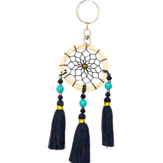 Dreamcatcher Dream Catcher Keychain - Mini Triple Black Tassels with Beads