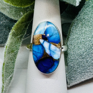 Purple Dahlia Turquoise Ring - Adjustable #1 - Sterling Silver