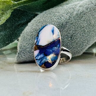 Purple Dahlia Turquoise Ring - Adjustable #3 - Sterling Silver