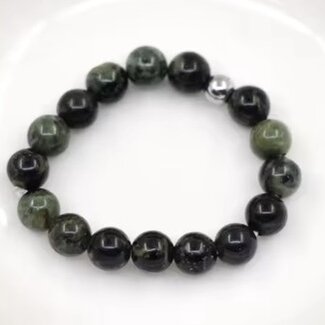 Crocodile (Kambaba) Jasper (Green Stromatolite) Rings - Adjustable Beaded Stretch Gemstone
