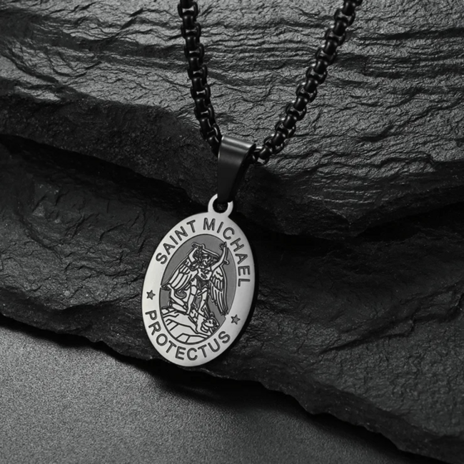 St. Michael Necklace - Black