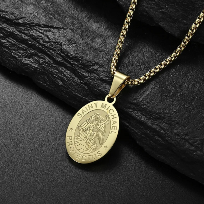 St. Michael Necklace - Gold