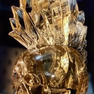 Spinning Smoky (Smokey) Citrine Mohawk Skull on Stand 4”x5.5" Specimen