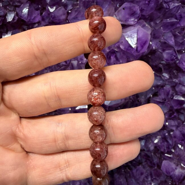 Red Starlight Strawberry Quartz (AAA Grade) Bracelets - 8mm