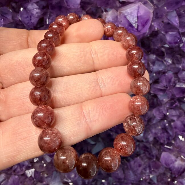 Red Starlight Strawberry Quartz (AAA Grade) Bracelets - 8mm