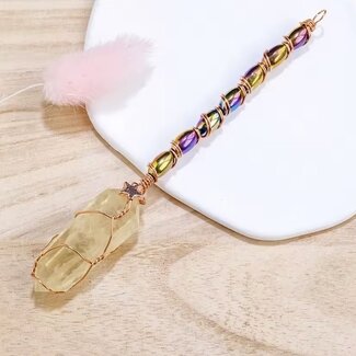 Citrine Hexagonal Pillar Scepters - Double Terminated - Copper Wire Wrapped Multi Colored Jewels Magic Wand Ornament