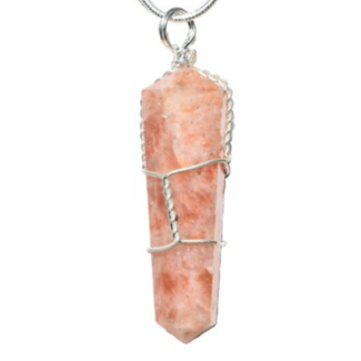 Sunstone (Heliolite) Pendants - Wire Wrapped Points