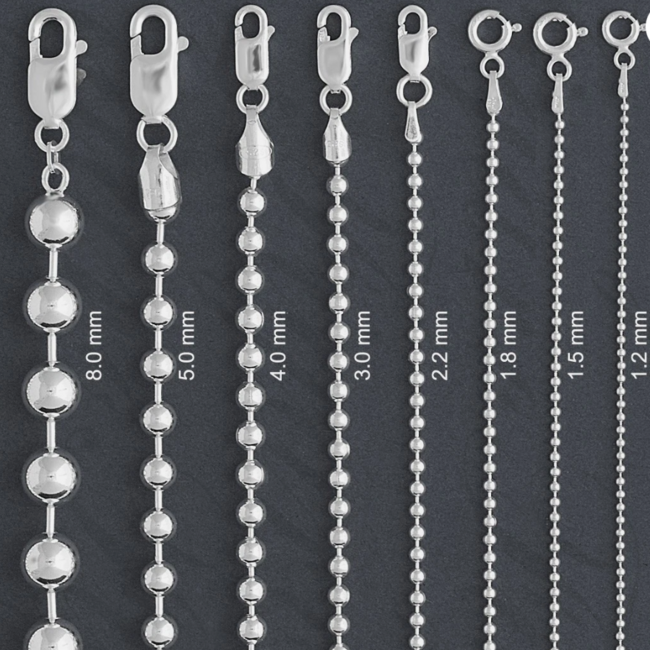 Necklaces - 18" Bead (Ball) Chain (Silver Plated) - Pendants
