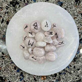 Lavender (Purple) Quartz Tumbled Runes Set - Divination Tool Elder Futhark Casting Nordic Set
