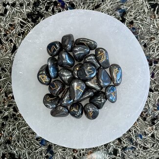 Hematite Tumbled Runes Set - Divination Tool Elder Futhark Casting Nordic Set