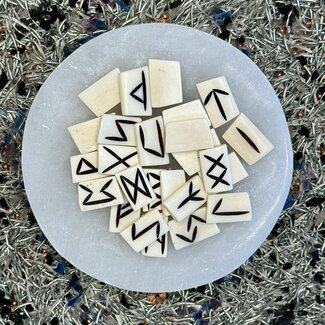 Buffalo Bone Runes Set - Divination Tool Elder Futhark Casting Nordic Set