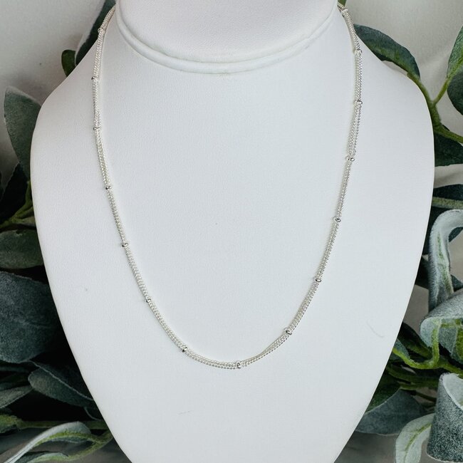 Necklaces - 18" Triple Three 3 Strand Dainty Link Chain (Silver Plated) Lobster Claw - Pendants