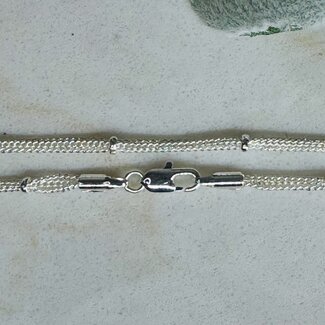 Necklaces - 18" Triple Three 3 Strand Dainty Link Chain (Silver Plated) Lobster Claw - Pendants