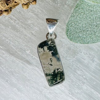 Moss Agate Pendants - Wave Bezel Set - Sterling Silver