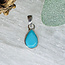 Natural Turquoise Pendant - Teardrop Pear Double Bezel Set-  Sterling Silver