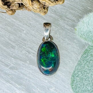 Black Fire Opal (Ethopian) Pendants - Oval #4 Bezel Set - Sterling Silver