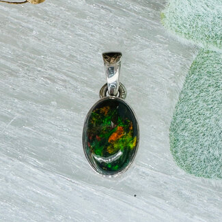 Black Fire Opal (Ethopian) Pendants - Oval #8 Bezel Set - Sterling Silver