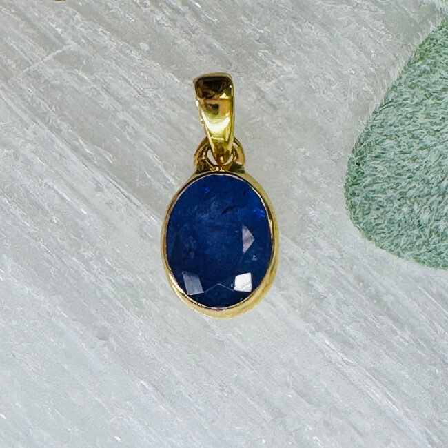 Tanzanite Pendants - Oval Faceted Double Bezel Set - 18k Gold Plated over Sterling Silver