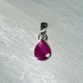 Ruby Pendants (AAA Grade)  - Teardrop Pear Faceted Bezel Set - Sterling Silver
