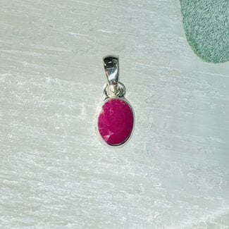 Ruby Pendants (AAA Grade)  - Oval Faceted Bezel Set - Sterling Silver