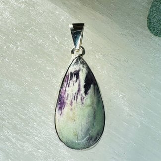 Kammererite Pendants - Teardrop Pear Bezel Set - Sterling Silver