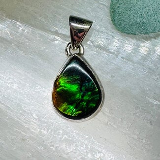 Ammolite Pendants - Teardrop Pear Bezel Set - Sterling Silver