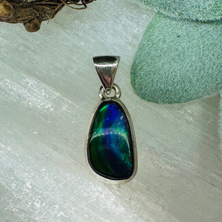 Ammolite Pendants - Natural Shape Bezel Set - Sterling Silver