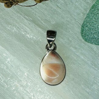 Pink Natrolite (Rhodatrolite Thomsonite Pink Larimar) Pendants - Teardrop Pear Double Bezel Set - Sterling Silver