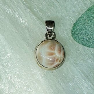 Pink Natrolite (Rhodatrolite Thomsonite Pink Larimar) Pendants - Round Circle Double Bezel Set - Sterling Silver