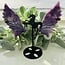 Lepidolite Unicorn Wings on Black Stand Pin - 7.5"x7.5" Specimen Carving Figurine