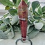 Rhodonite Faceted Wand on Silver Stand Pin - 6" Specimen Carving