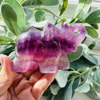 Pink Fluorite Elephants - 3.5" Long Specimen Carving Figurine