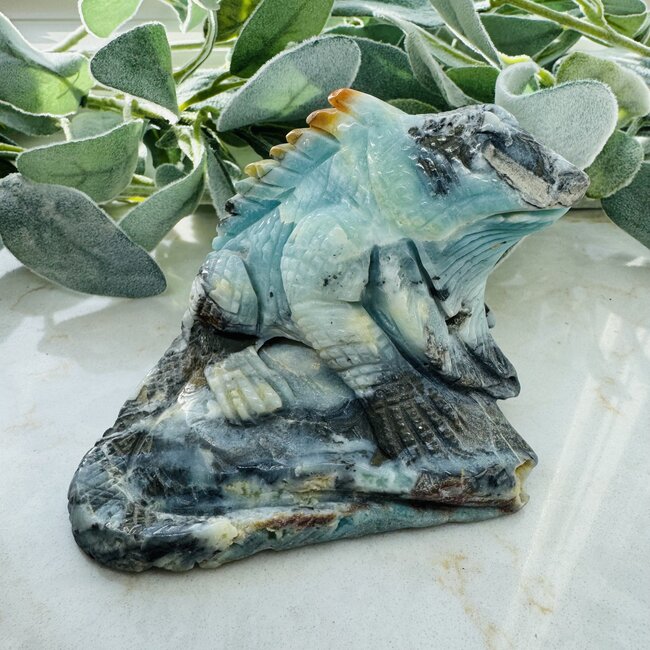 Amazonite Iguana Carving - 4" Specimen Figurine
