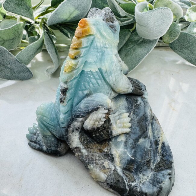 Amazonite Iguana Carving - 4" Specimen Figurine