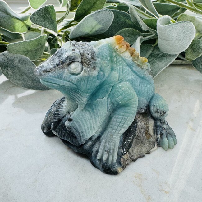 Amazonite Iguana Carving - 4" Specimen Figurine
