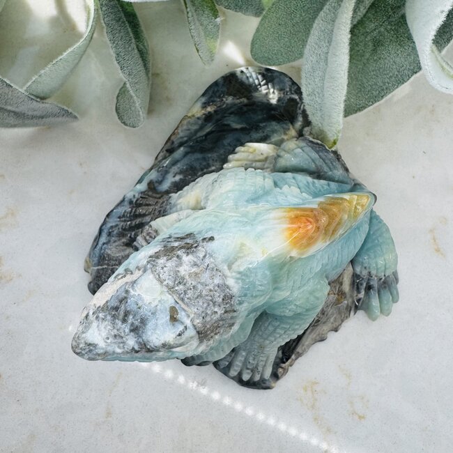 Amazonite Iguana Carving - 4" Specimen Figurine