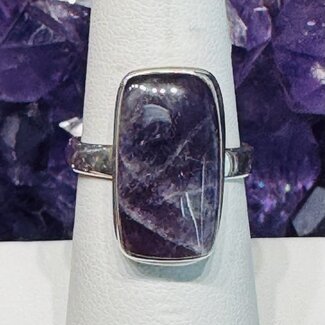 Chevron (Dream) Amethyst Ring - Size 6 Rectangle Bezel Set - Sterling Silver