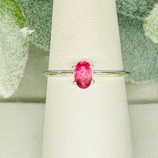 Pink Topaz Rings - Size 8 Oval Faceted Claw Prong Set - Sterling Silver