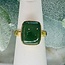 Nephrite Jade Rings - Size 5 Rectangle Square Bezel Set - 18k Gold Vermeil Over Sterling Silver