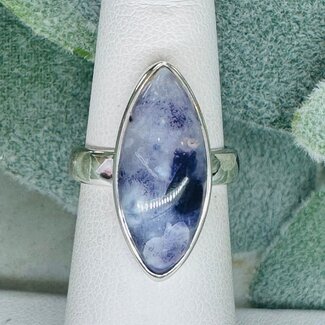 Purple (Morado Opal Royale Violet Flame) Opal Rings - Size 5 Marquise Bezel Set - Sterling Silver