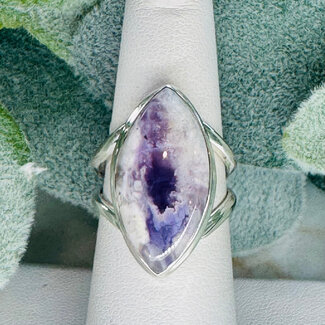 Purple (Morado Opal Royale Violet Flame) Opal Rings - Size 7 Marquise Bezel Set - Sterling Silver