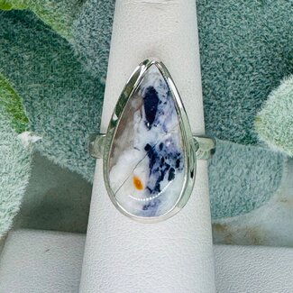 Purple (Morado Opal Royale Violet Flame) Opal Rings - Size 6 Teardrop Pear Bezel Set - Sterling Silver