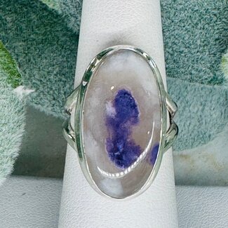 Purple (Morado Opal Royale Violet Flame) Opal Rings - Size 7 Oval Bezel Set - Sterling Silver