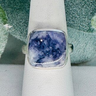 Purple (Morado Opal Royale Violet Flame) Opal Rings - Size 9 Square Bezel Set - Sterling Silver