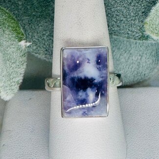 Purple (Morado Opal Royale Violet Flame) Opal Rings - Size 10 Rectangle Bezel Set - Sterling Silver