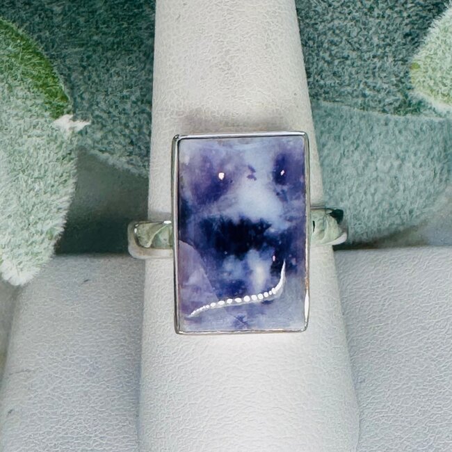 Purple (Morado Opal Royale Violet Flame) Opal Rings - Size 10 Rectangle Bezel Set - Sterling Silver